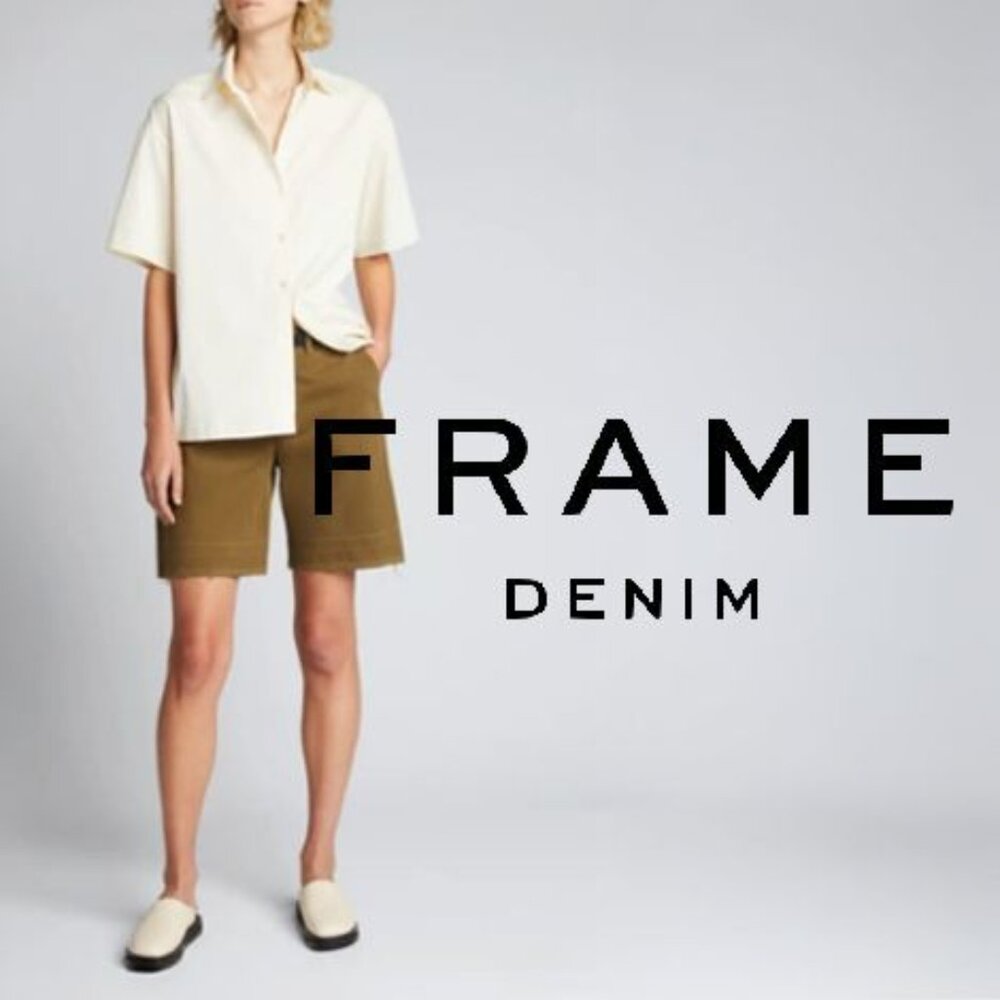 FRAME Denim Le Tomboy Trouser Shorts 31 Olive